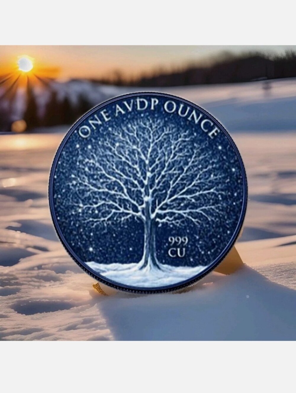 ⭐️Diamond Dusted Winter Maple Leaf 1oz .999 Copper Double Colorized Mintage 5000